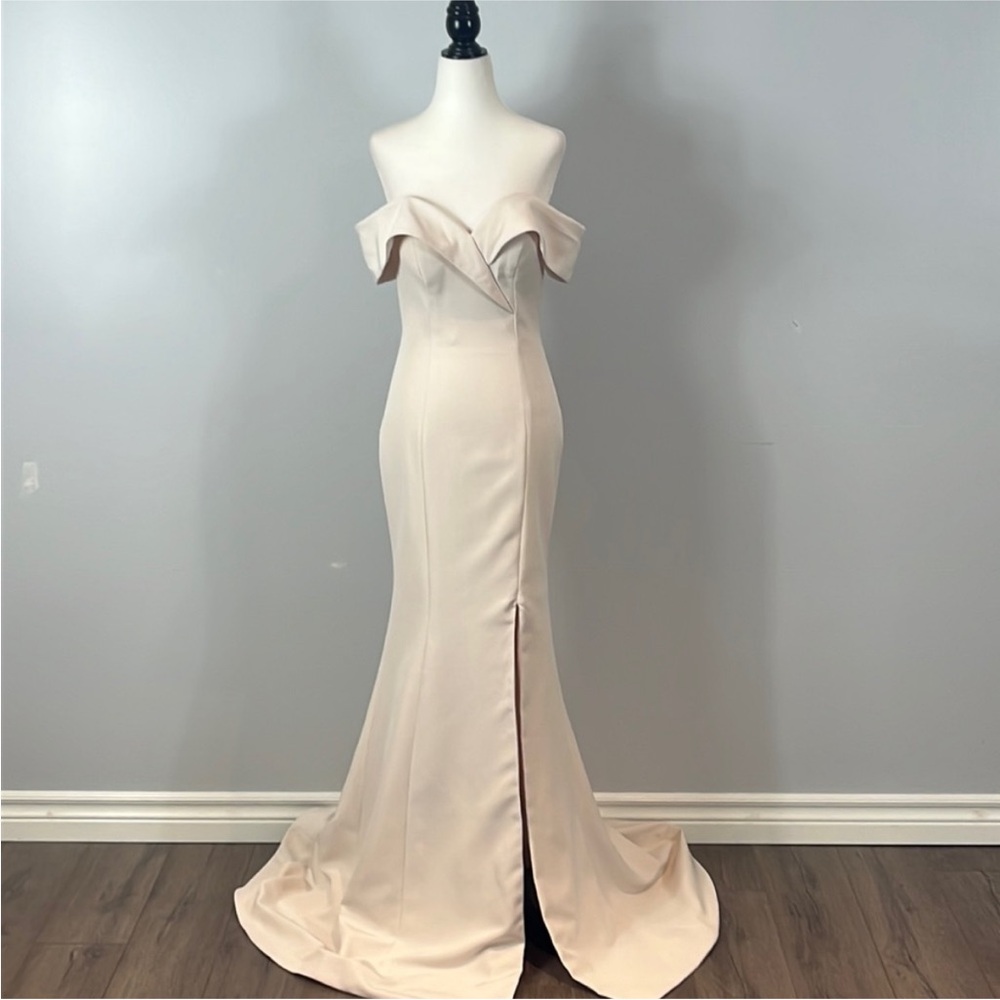 Elegant Cream Off-Shoulder Gown